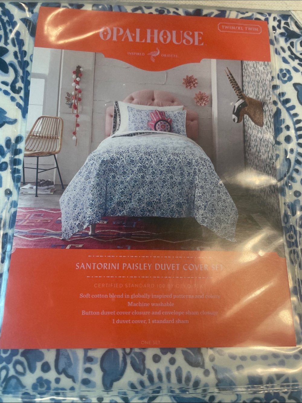 Opalhouse Blue and White Paisley Duvet Cover Set w/Sham Twin XL New in Package